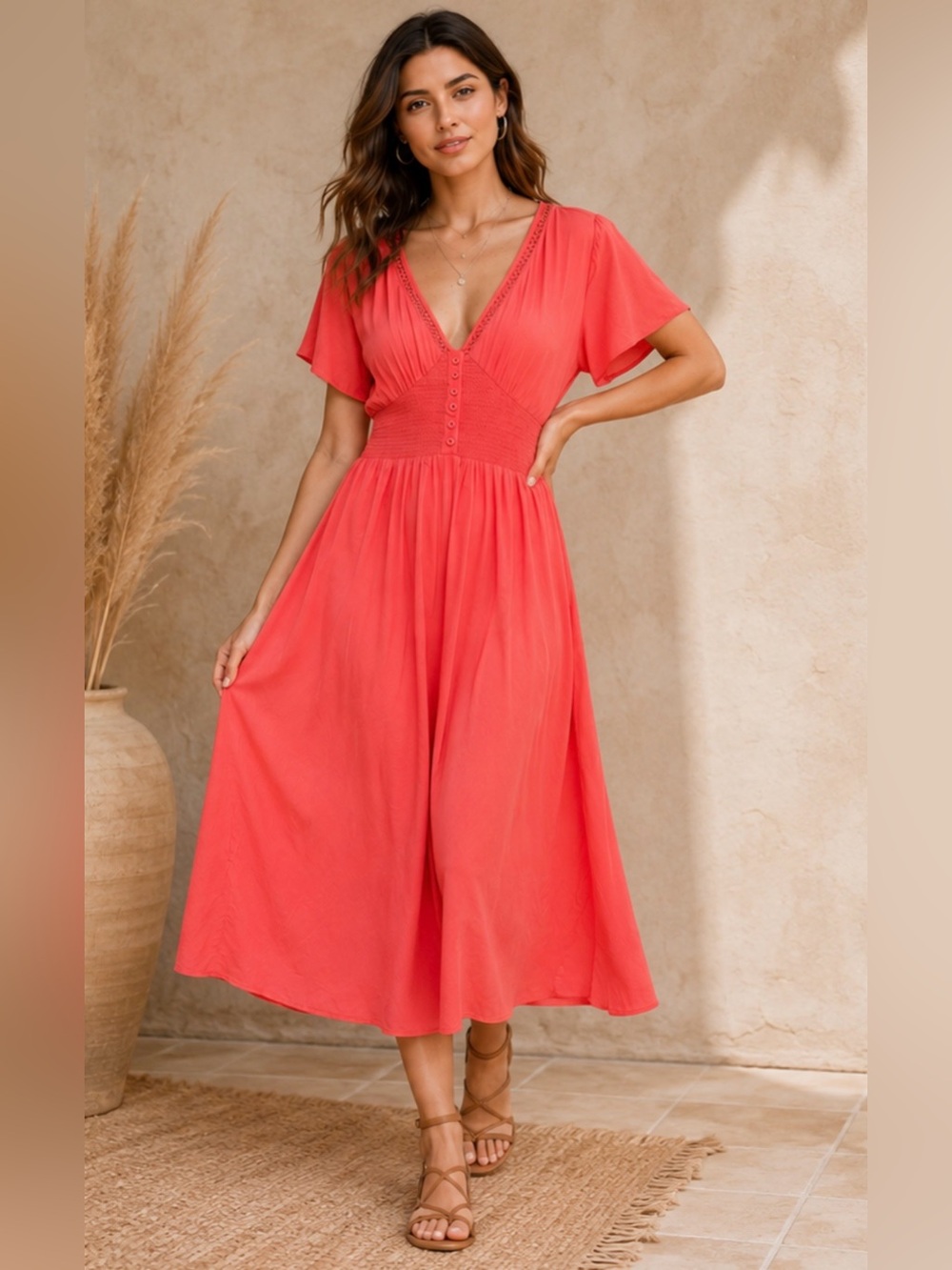 NWT Patrons of Peace Coral Paradise Maxi Dress – Coral – Size L